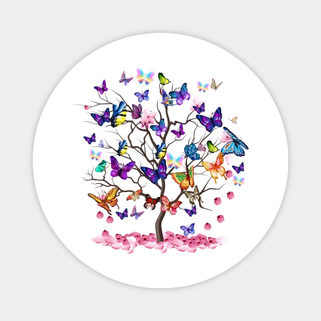 Butterfly Colorful Vibrant Artwork - Butterflies Magnet by Mana Tees